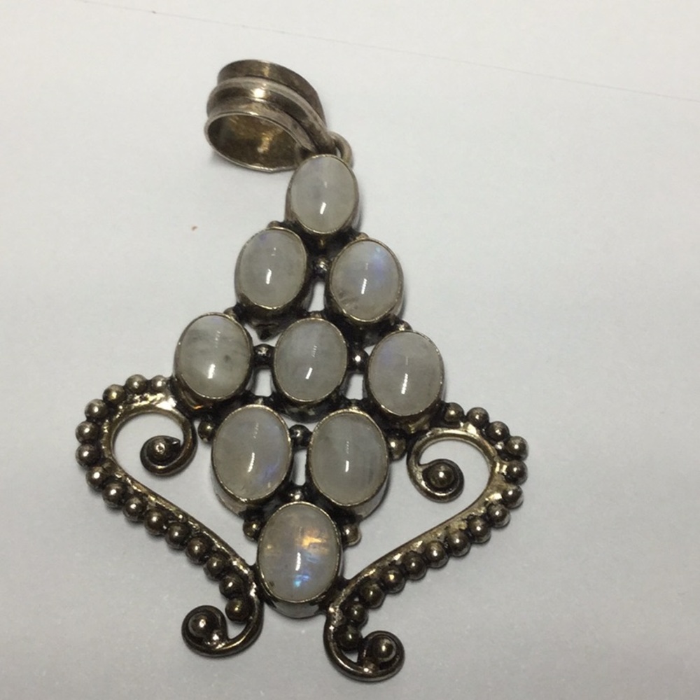 Natural white rainbow moonstone pendant vintage